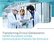 Doctors discussing patient data on a tablet, representing Transforming Clinical Collaboration in modern healthcare.