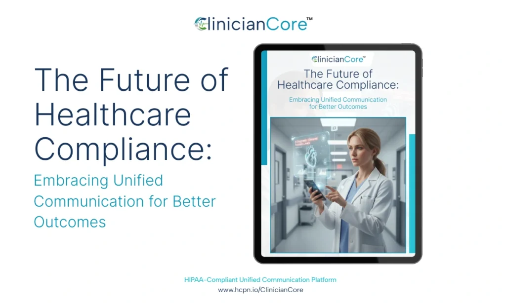 Future Of Healthcare Compliance: Unified Communication 5 Doctor using a digital tablet with holographic data, illustrating the future of healthcare compliance and unified communication for better outcomes.
