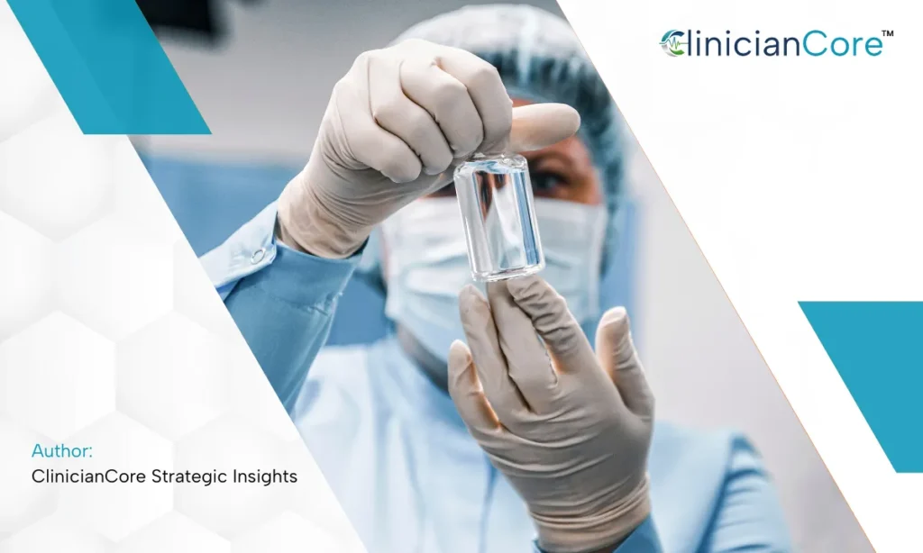 The Vendor'S Advantage 2 Surgeon examines a sterile medical sample in an operating room, illustrating HIPAA-Compliant Unified Communication in healthcare settings.
