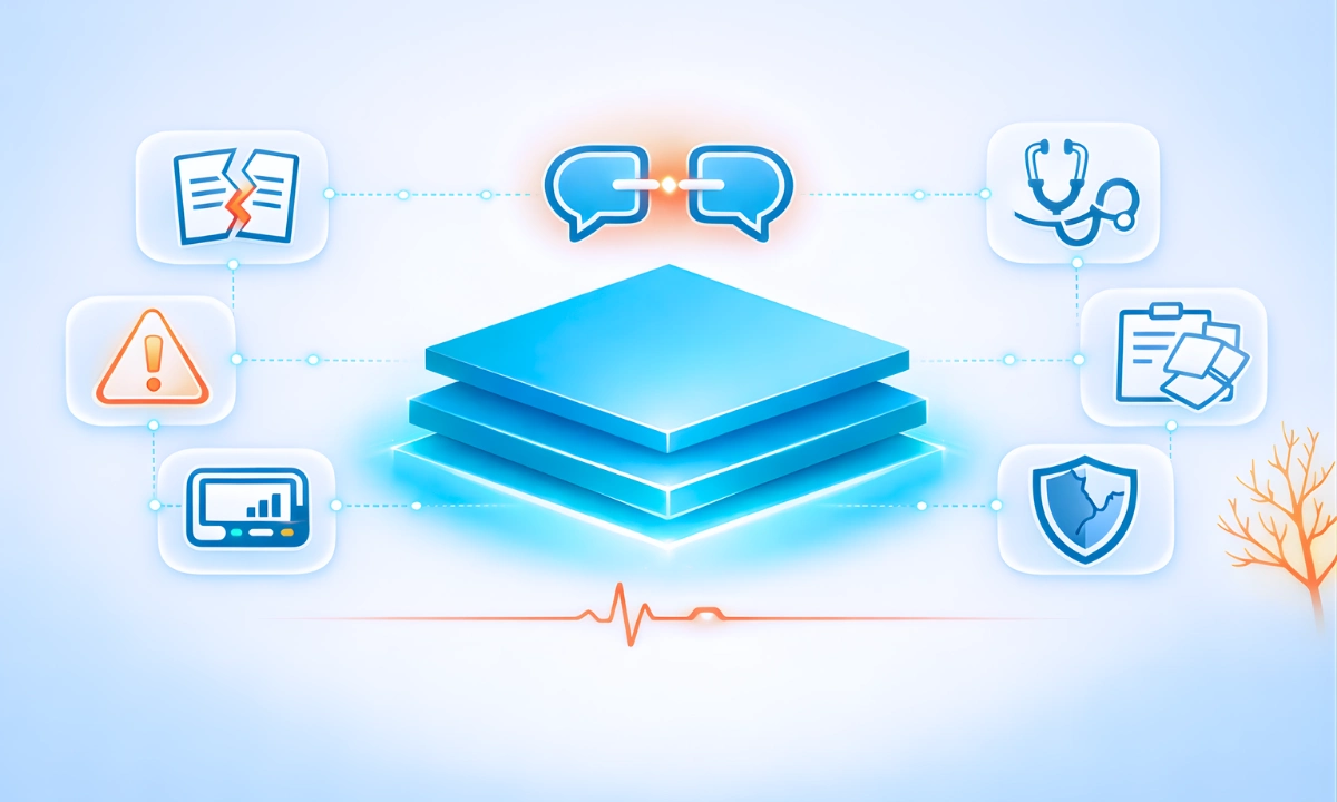 Healthcare clinicians experiencing clinical communication failures in a hospital setting, highlighting patient safety risks, physician burnout, and the need for secure clinical communication platforms.