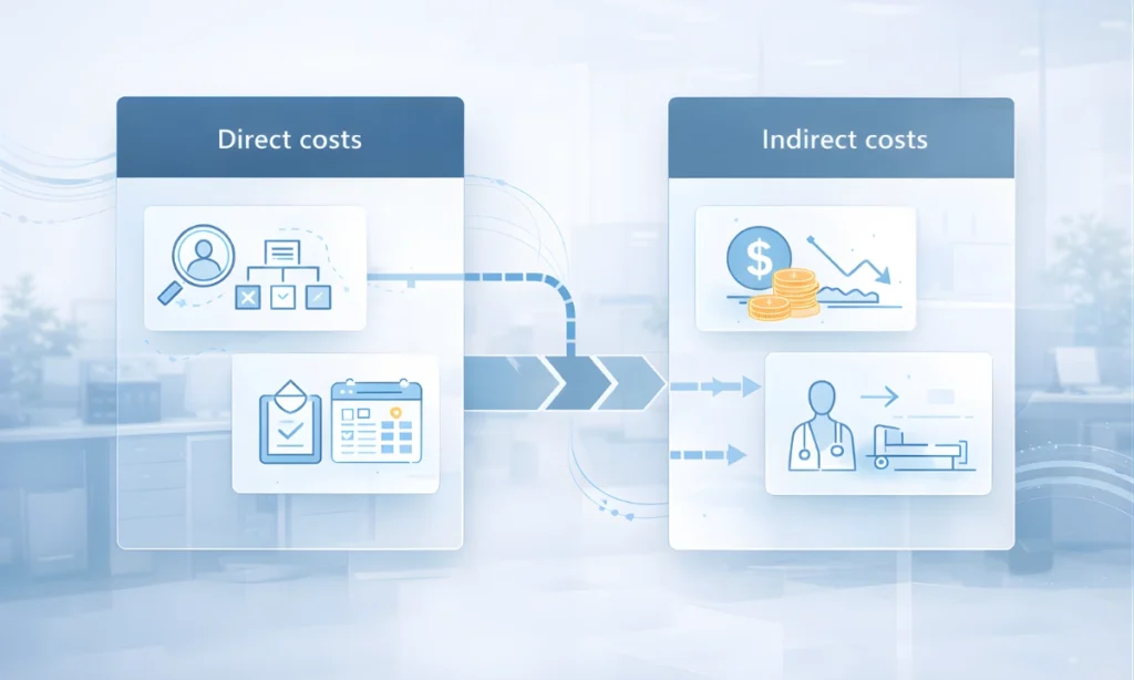 Direct and indirect costs of physician turnover including recruitment expenses, lost revenue, and productivity gaps