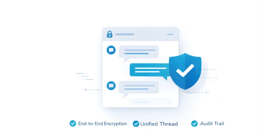 Secure HIPAA-compliant messaging protecting PHI with full audit trail — ClinicianCore platform