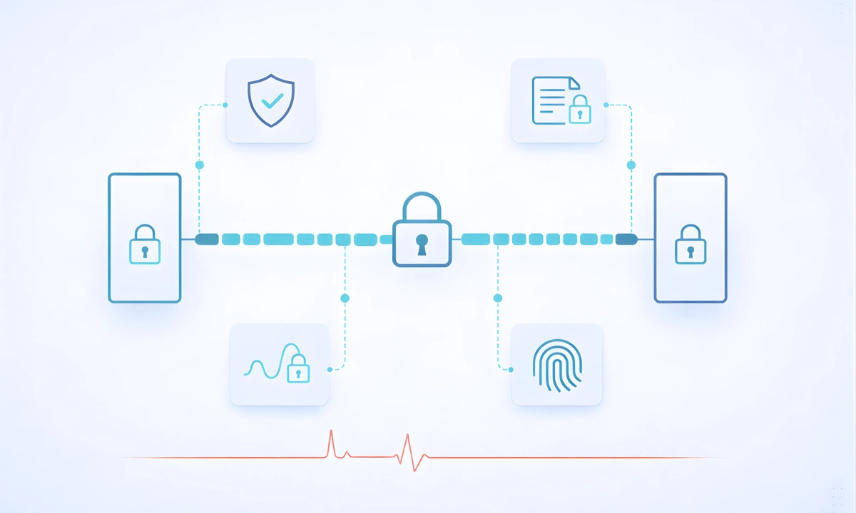End-to-end encryption healthcare — encrypted ePHI data transmission with HIPAA compliance and access control safeguards