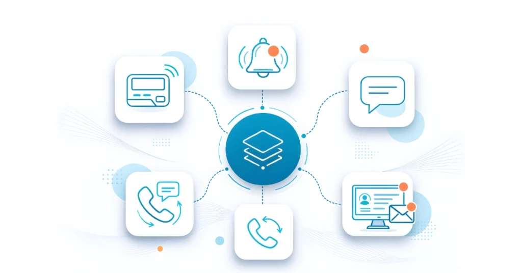 Unified clinical communication platform architecture connecting alerts, messaging, voice, video, and EHR within a secure HIPAA-compliant healthcare ecosystem