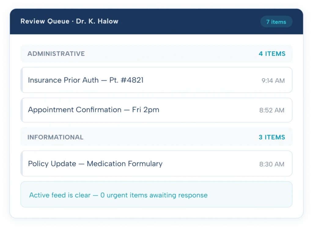 hco review queue non urgent messages physician interface cliniciancore