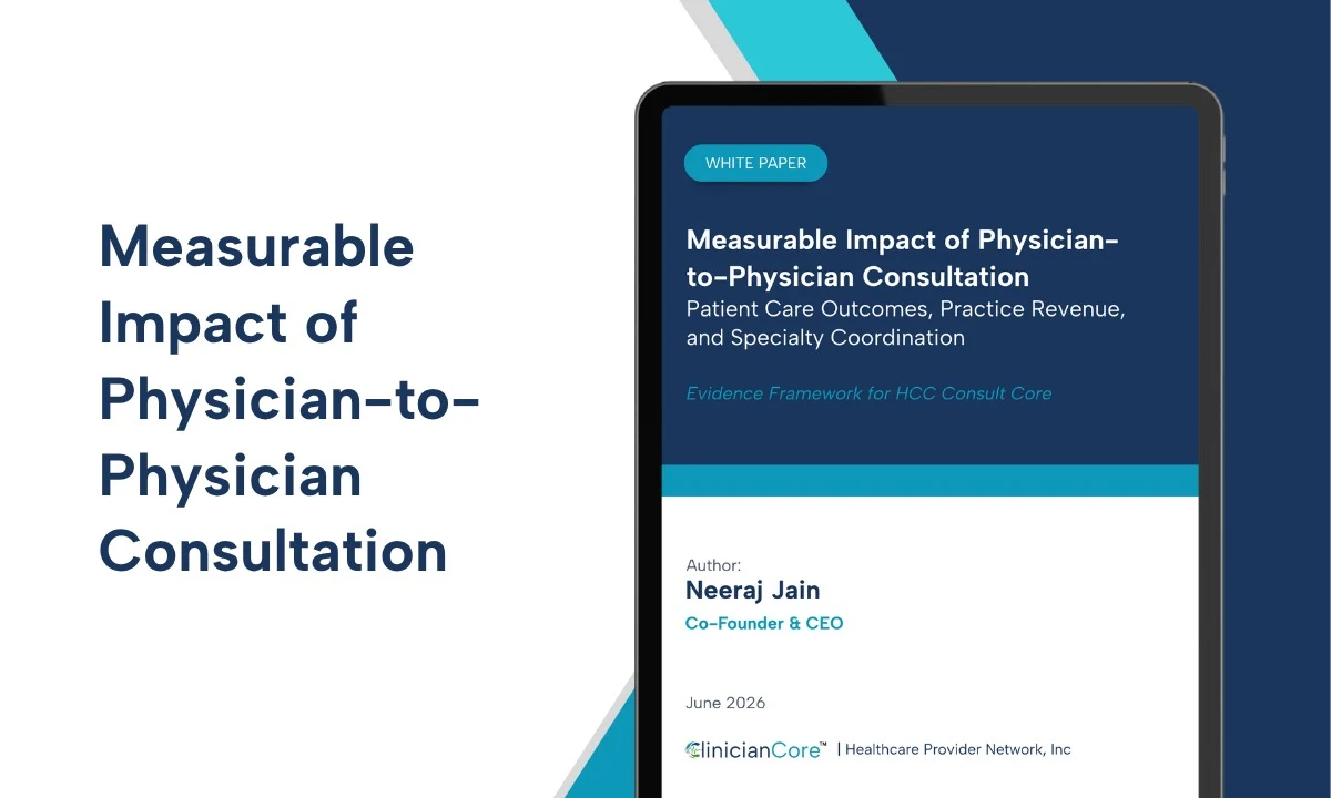 Physicians collaborating through a secure digital consultation workflow to improve patient outcomes, specialty coordination, and CPT consultation revenue capture.