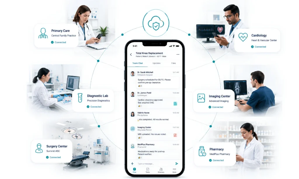 Trusted Entities framework connecting ASC teams with referring physicians ClinicianCore
